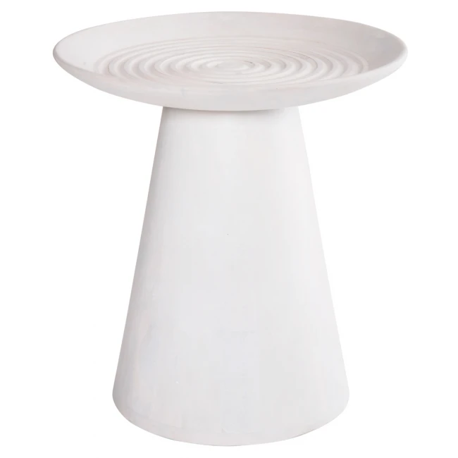 ΒΟΗΘΗΤΙΚΟ ΤΡΑΠΕΖΙ ΣΤΡΟΓΓΥΛΟ ROSS HM9708 ΜΑΣΙΦ ΞΥΛΟ MANGO ΣΕ ΛΕΥΚΟ Φ45x48Υεκ.