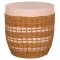 ΒΟΗΘΗΤΙΚΟ ΤΡΑΠΕΖΙ VILHENA HM18166 FIBER CEMENT ΡΟΖ-RATTAN ΦΥΣΙΚΟ Φ44.5x45Υεκ.