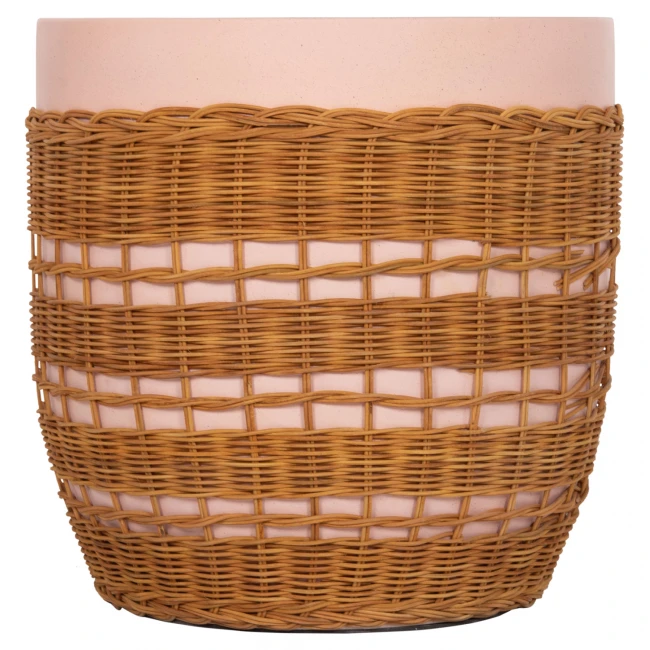 ΒΟΗΘΗΤΙΚΟ ΤΡΑΠΕΖΙ VILHENA HM18166 FIBER CEMENT ΡΟΖ-RATTAN ΦΥΣΙΚΟ Φ44.5x45Υεκ.