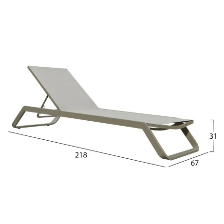ΞΑΠΛΩΣΤΡΑ ΑΛΟΥΜΙΝΙΟΥ MARIMAR HM6562.03 ΣΚΕΛΕΤΟΣ TAUPE & TEXTILENE ΜΠΕΖ 220x67.5x31.5Υεκ