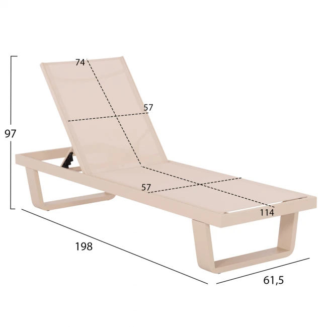 ΞΑΠΛΩΣΤΡΑ ΑΛΟΥΜΙΝΙΟΥ ΜΕ ΥΦΑΣΜΑ TESLIN RICKON HM6292.04 ΣΕ ΣΑΜΠΑΝΙ 198x61,5x97Υεκ.