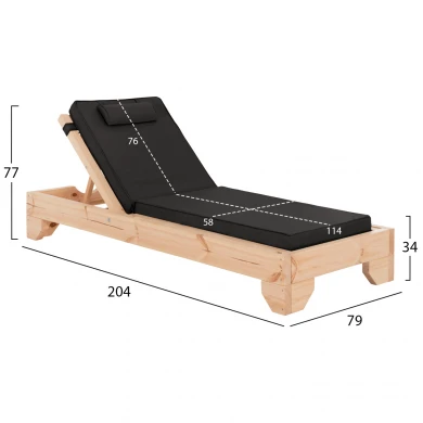 ΞΑΠΛΩΣΤΡΑ ΜΕ ΜΑΞΙΛΑΡΙ ΚΟΡΙΝΟΣ HM10776.05T ΞΥΛΟ ΠΕΥΚΟΥ--TEXTILENE ΣΕ ΜΑΥΡΟ 79x204x77Υεκ
