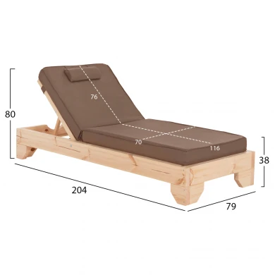 ΞΑΠΛΩΣΤΡΑ ΜΕ ΜΑΞΙΛΑΡΙ ΚΟΡΙΝΟΣ HM10777.04T ΞΥΛΟ ΠΕΥΚΟΥ--TEXTILENE ΜΟΚΑ 79x204x80Υεκ