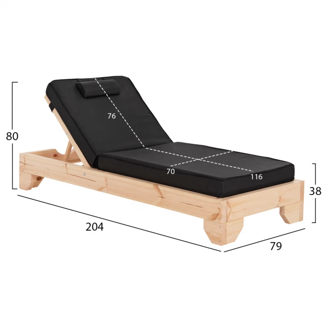 ΞΑΠΛΩΣΤΡΑ ΜΕ ΜΑΞΙΛΑΡΙ ΚΟΡΙΝΟΣ HM10777.05T ΞΥΛΟ ΠΕΥΚΟΥ--TEXTILENE ΜΑΥΡΟ 79x204x80Υεκ