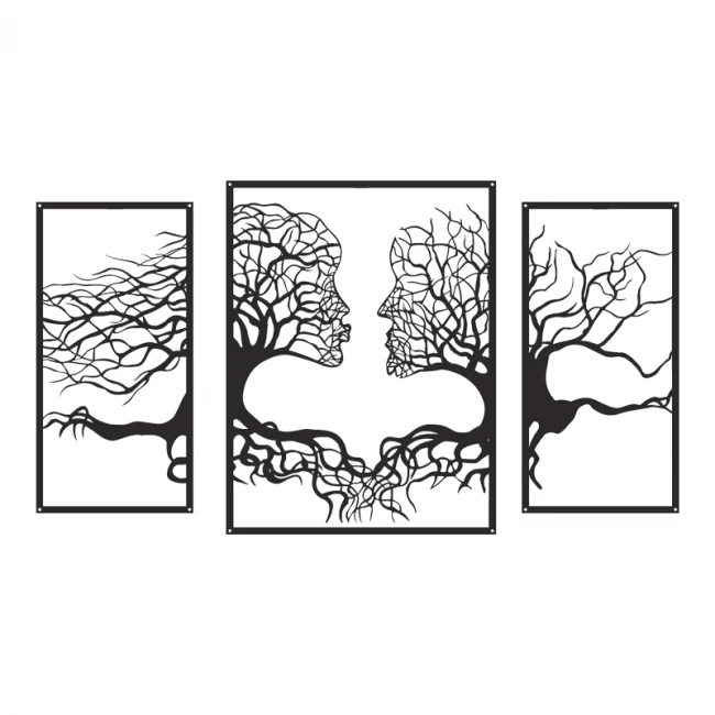 Διακοσμητικό τοίχου Connecto pakooworld σετ 3τεμ μαύρο μεταλλικό