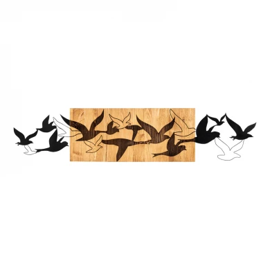 Διακοσμητικό τοίχου Excore pakoworld ξύλο πεύκου σε φυσική απόχρωση με μαύρο μέταλλο 111x3x25εκ