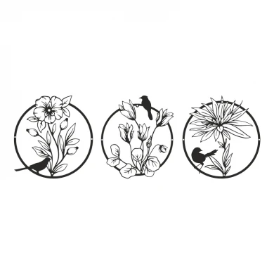 Διακοσμητικό τοίχου Renka pakooworld σετ 3τεμ μαύρο μεταλλικό Φ30x0,15εκ