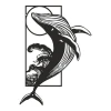 Διακοσμητικό τοίχου Whale pakooworld μαύρο μεταλλικό 38x0,15x50εκ