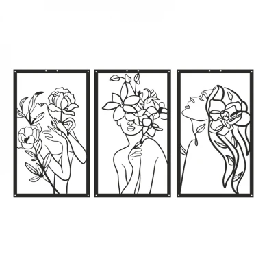 Διακοσμητικό τοίχου Witho pakooworld σετ 3τεμ μαύρο μεταλλικό 30x0,15x50εκ