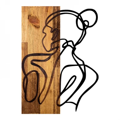 Διακοσμητικό τοίχου Womanel pakoworld ξύλο πεύκου σε φυσική απόχρωση με μαύρο μέταλλο 35x3x50εκ