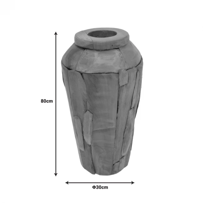 Decorative vase Archean pakoworld teak wood in natural color D30x80cm