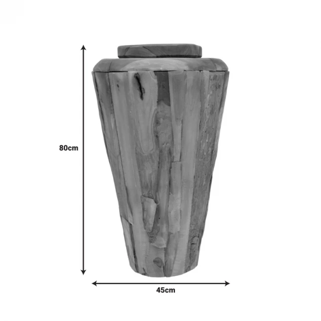 Decorative vase Ualan pakoworld teak wood in natural shade D45x80cm