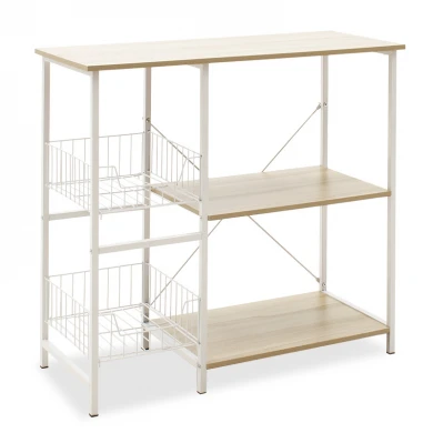Floor Shelf unit Noon pakoworld with MDF in white-natural color 80x34x75cm