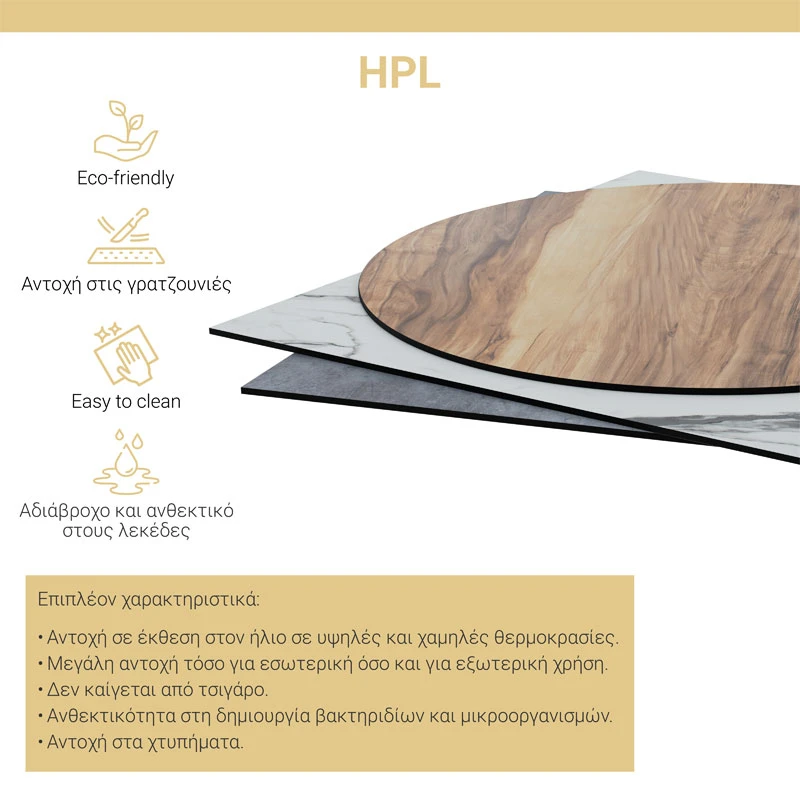 Inspire table top pakoworld HPL gray cement 60x60cm 12mm thick