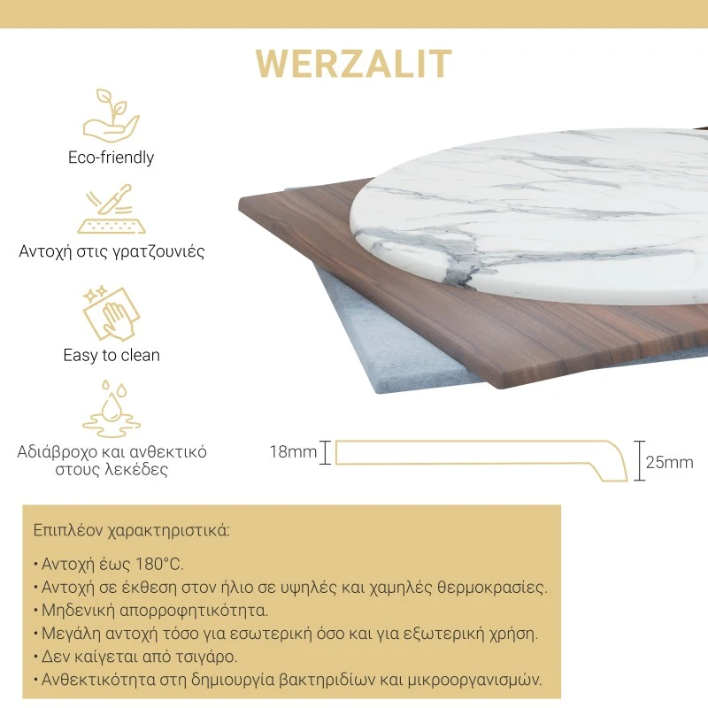 Table top Noble pakoworld Werzalit walnut Φ60cm, 25mm thick