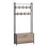 Entrance unit Ventoria pakoworld in oak color with black metal 84x30x182cm