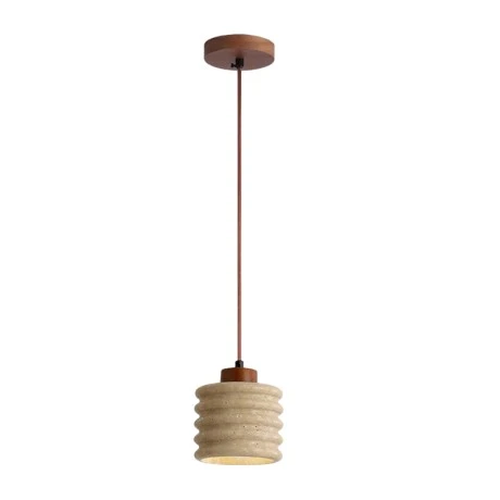 Ceiling lamp Fino pakoworld walnut wood and travertie D12x16cm