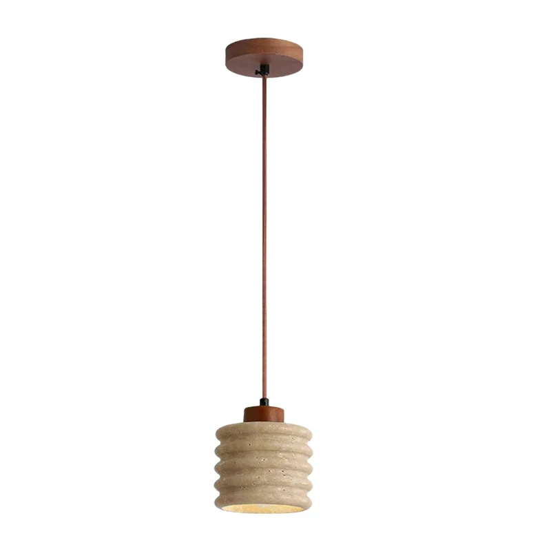 Ceiling lamp Fino pakoworld walnut wood and travertie D12x16cm