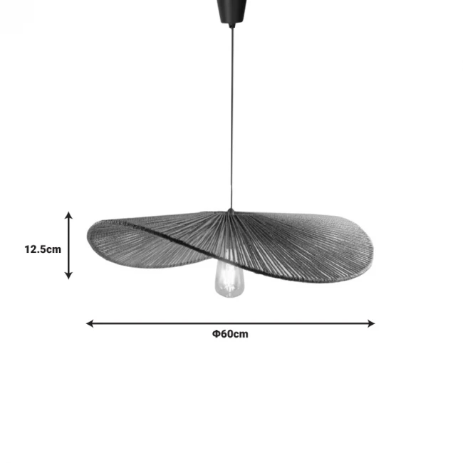 Ceiling light Haris Inart E27 rope in brown colorD60x12.5cm