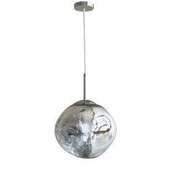 Ceiling lamp Henfa pakoworld silver metal with glass D26x26cm