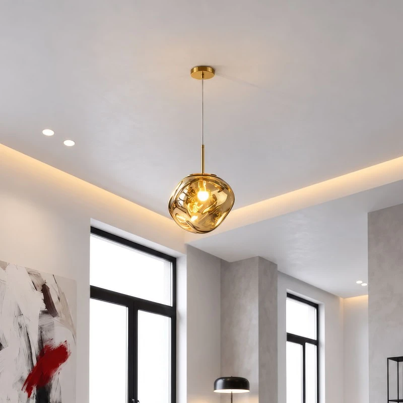 Ceiling lamp Henfa pakoworld gold metal with glass D26x26cm