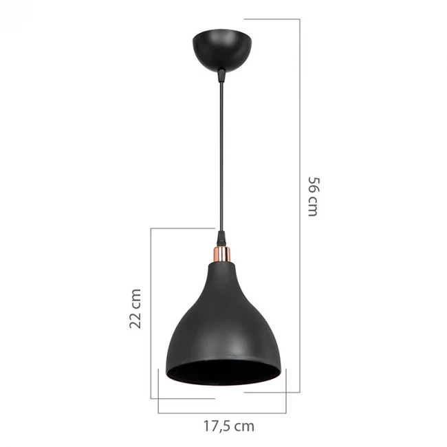 Φωτιστικό οροφής μονόφωτο Lofty pakoworld Ε27 μαύρο Φ18x22εκ