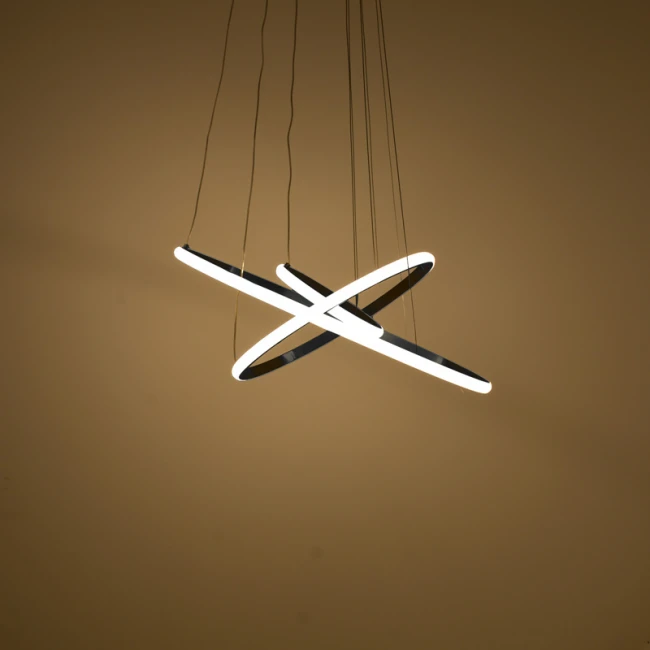 Φωτιστικό οροφής τρίφωτο led Pelia pakoworld μέταλλο σε μαύρη απόχρωση Φ60x40εκ