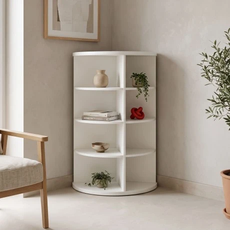 Γωνιακή ραφιέρα Benzal pakoworld λευκό MDF 80x30x120εκ