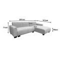 Reversible corner sofa Erros pakoworld fabric in light grey color 287x161x71cm
