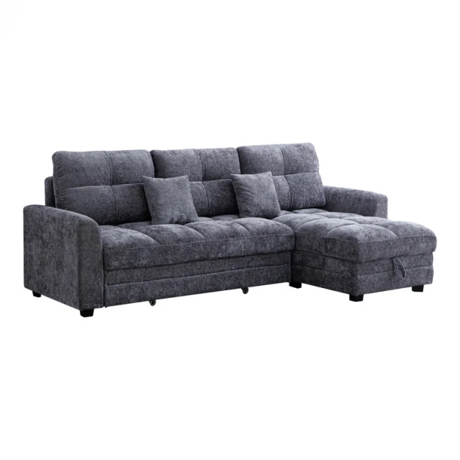 Comfie pakoworld corner reversible sofa bed with storage space dark grey fabric 260x156x98cm