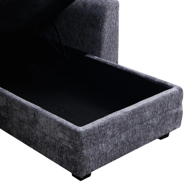 Comfie pakoworld corner reversible sofa bed with storage space dark grey fabric 260x156x98cm