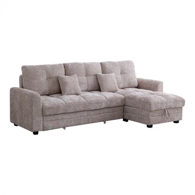 Comfie pakoworld corner reversible sofa bed with storage space beige fabric 260x156x98cm