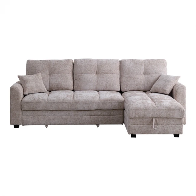 Comfie pakoworld corner reversible sofa bed with storage space beige fabric 260x156x98cm