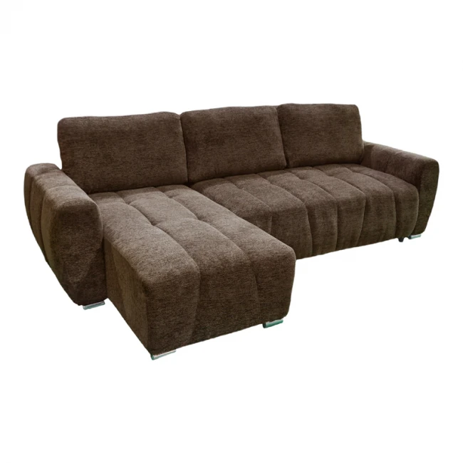Reversible sofa-bed Vivad pakoworld fabric in dark brown color 275x164x91cm