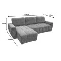 Reversible sofa-bed Vivad pakoworld fabric in dark brown color 275x164x91cm