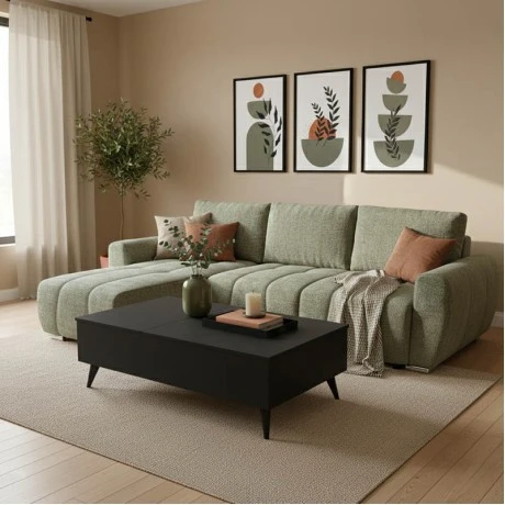 Reversible sofa-bed Vivad pakoworld fabric in menta color 275x164x91cm
