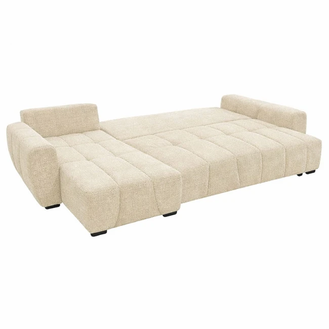 Γωνιακός αναστρέψιμος καναπές-κρεβάτι Vivad pakoworld ύφασμα σε μπεζ απόχρωση 275x164x91εκ