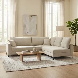 Reversible corner sofa Almy pakoworld beige fabric 271x219x91cm