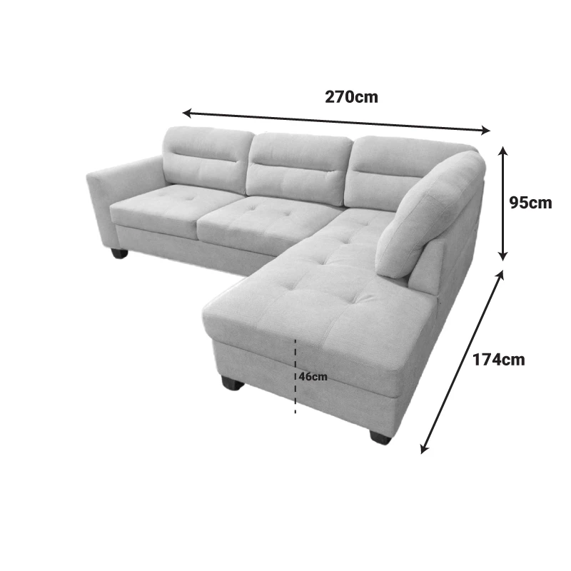 Corner sofa left corner Camile pakoworld beige fabric 270x174x95cm