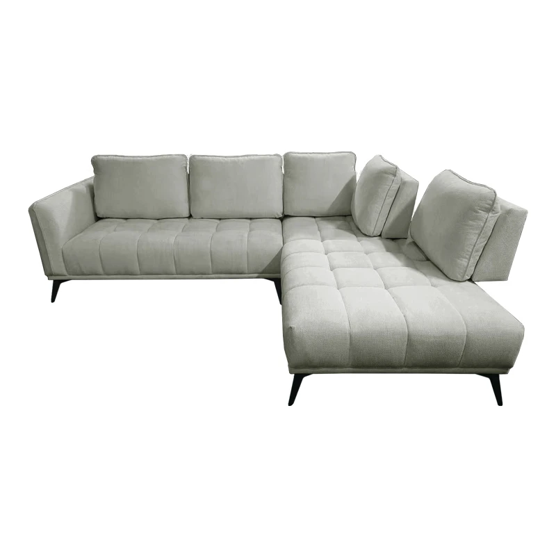 Left corner sofa Belanza pakoworld grey beige fabric 265x213x90cm