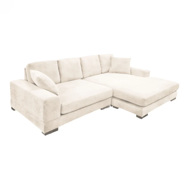 Reversible sofa Cornerdo pakoworld fabric in ivory color 265x175x85cm