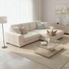 Reversible sofa Cornerdo pakoworld fabric in ivory color 265x175x85cm