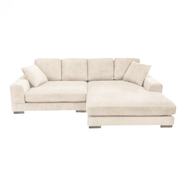 Reversible sofa Cornerdo pakoworld fabric in ivory color 265x175x85cm