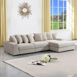 Left corner sofa Gerando pakoworld beige fabric 336x179x83cm