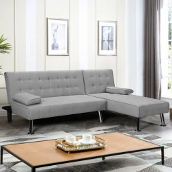 Γωνιακός καναπές-κρεβάτι αναστρέψιμος Brisk pakoworld γκρι ύφασμα 200x146x75εκ