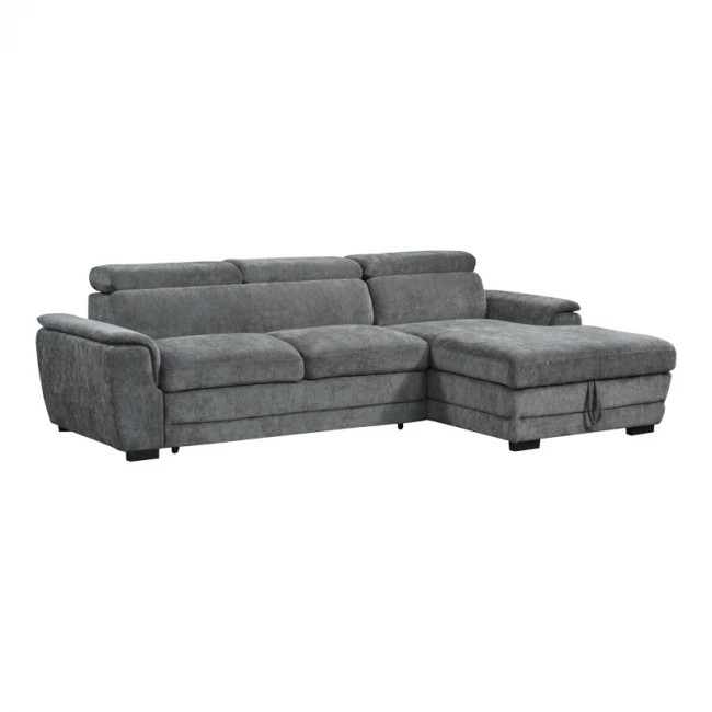 Dreamora left corner pakoworld corner sofa bed with storage space black fabric 270x167x82cm