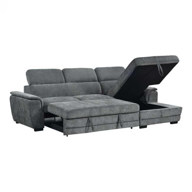 Dreamora left corner pakoworld corner sofa bed with storage space black fabric 270x167x82cm