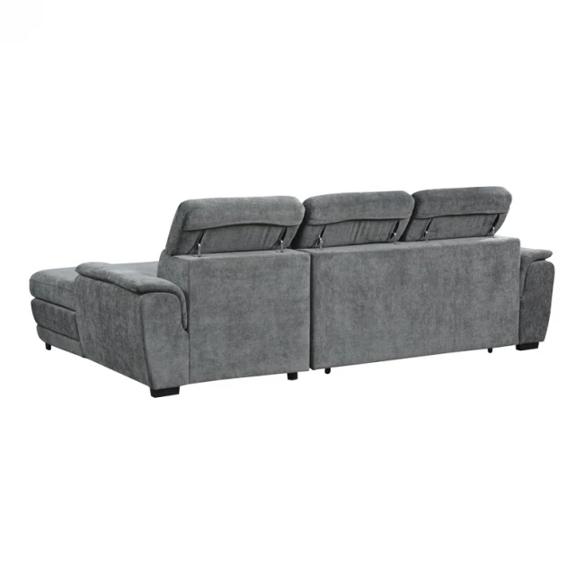Dreamora left corner pakoworld corner sofa bed with storage space black fabric 270x167x82cm