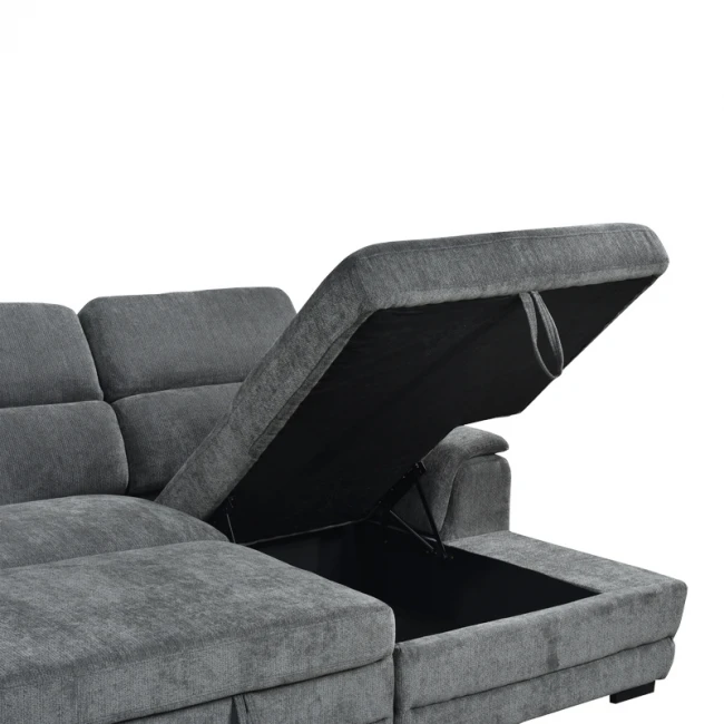 Dreamora left corner pakoworld corner sofa bed with storage space black fabric 270x167x82cm