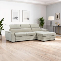 Dreamora left corner pakoworld corner sofa bed with storage space beige fabric 270x167x82cm